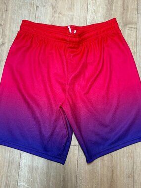 Wet Tennis Brand Ombre Red Purple Athletic Shorts W/Drawstring